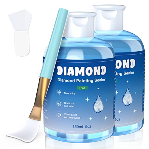 GHHKUD Diamond Painting Versiegelung 300ml - Diamant Painting Zubehör für Strahlend Glitzernde Bilder - Diamond Painting Kleber mit Bürste,Transparente Schutz Versiegelung für Diamond Painting&Puzzle von GHHKUD