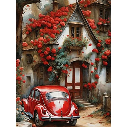 GHHKUD Diamond Painting für Erwachsene, Auto Landschaften 5D DIY Diamant Painting Bilder für Erwachsene Anfänger, Diamond Painting Set, Full Drill Diamant Malerei für Haus Dekoration 30x40 cm von GHHKUD