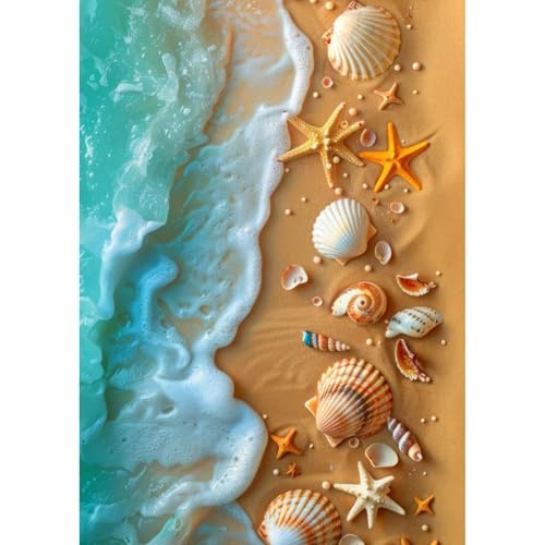 GHHKUD Diamond Painting für Erwachsene, Strand Muschel 5D Diamant Painting Bilder für Erwachsene Anfänger, DIY Diamond Art Painting Set, Full Drill Diamant Malerei für Dekoration 30x40 CM von GHHKUD
