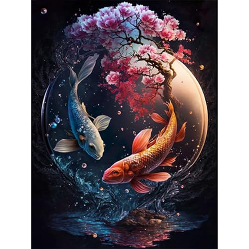 GHHKUD Diamond Painting für Erwachsene, Yin Yang Fisch 5D DIY Diamant Painting Bilder für Erwachsene Anfänger, Diamond Painting Set, Full Drill Diamant Malerei für Haus Dekoration 30x40 cm GHHKUD Diamond Painting für Erwachsene, Yin Yang Fisch 5D DIY Diamant Painting Bilder für Erwachsene Anfänger, Diamond Painting Set, Full Drill Diamant Malerei für Haus Dekoration 30x40 cm von GHHKUD