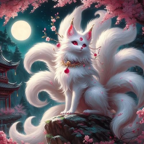 GHHKUD Fuchs Blumen Diamond Painting für Erwachsene, 5D DIY Diamant Painting Bilder für Erwachsene Anfänger, Diamond Art Painting Set, Full Drill Diamant Malerei für Dekoration 30x30 cm von GHHKUD
