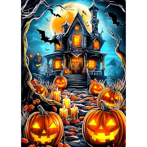 GHHKUD Halloween Diamond Painting Set für Erwachsene, Gespensterhaus 5D Diamant Painting Bilder für Erwachsene Anfänger, DIY Full Drill Diamant Malerei Bilder Dekoration 30x40 CM GHHKUD Halloween Diamond Painting Set für Erwachsene, Gespensterhaus 5D Diamant Painting Bilder für Erwachsene Anfänger, DIY Full Drill Diamant Malerei Bilder Dekoration 30x40 CM von GHHKUD