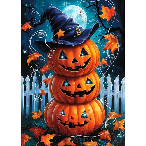 GHHKUD Halloween Kürbisse Diamond Painting Set für Erwachsene, 5D Diamant Painting Bilder für Erwachsene Anfänger, DIY Full Drill Diamant Malerei Bilder für Dekoration 30x40 CM von GHHKUD