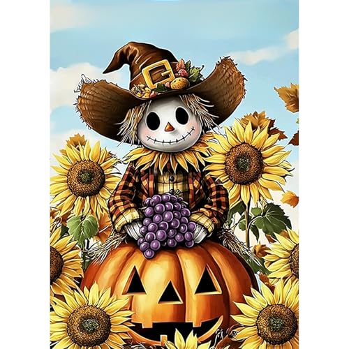 GHHKUD Halloween Kürbisse Diamond Painting Set für Erwachsene, 5D Diamant Painting Bilder für Erwachsene Anfänger, DIY Full Drill Diamant Malerei Bilder für Dekoration 30x40 CM von GHHKUD