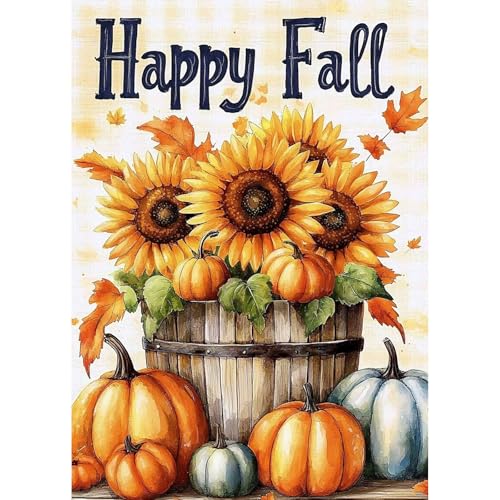 GHHKUD Herbst Diamond Painting Set für Erwachsene, Kürbisse Sonnenblume 5D Diamant Painting Bilder für Erwachsene Anfänger, DIY Full Drill Diamant Malerei Bilder für Dekoration 30x40 CM von GHHKUD