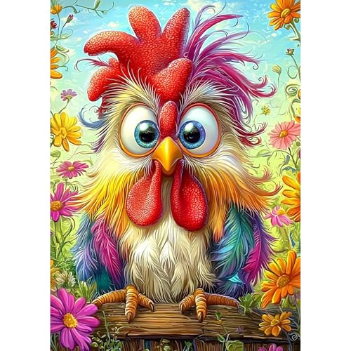 GHHKUD Huhn Diamond Painting Set für Erwachsene, Tiere 5D Diamant Painting Bilder für Erwachsene Anfänger, DIY Full Drill Diamant Malerei Bilder für Dekoration 30x40 CM von GHHKUD