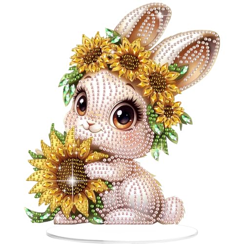 GHHKUD Kaninchen Diamond Painting Desktop Deko für Erwachsene Kinder, Tiere Diamond Painting Tischdekoration, 5D Diamant Painting Bilder, DIY Diamant-Malerei Deko für den Schreibtisch, Box Paket GHHKUD Kaninchen Diamond Painting Desktop Deko für Erwachsene Kinder, Tiere Diamond Painting Tischdekoration, 5D Diamant Painting Bilder, DIY Diamant-Malerei Deko für den Schreibtisch, Box Paket von GHHKUD