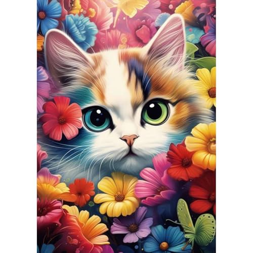 GHHKUD Katze Diamond Painting für Erwachsene, Tiere 5D Diamant Painting Bilder für Erwachsene Anfänger, DIY Diamonds Art Painting Set, Full Drill Diamant Malerei für Dekoration 30x40 CM von GHHKUD