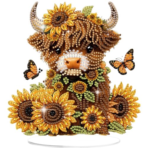 GHHKUD Kuh Diamond Painting Desktop Deko für Erwachsene Kinder, Tiere Diamond Painting Tischdekoration, 5D Diamant Painting Bilder Kits, DIY Diamant-Malerei Deko für den Schreibtisch, Box Paket GHHKUD Kuh Diamond Painting Desktop Deko für Erwachsene Kinder, Tiere Diamond Painting Tischdekoration, 5D Diamant Painting Bilder Kits, DIY Diamant-Malerei Deko für den Schreibtisch, Box Paket von GHHKUD