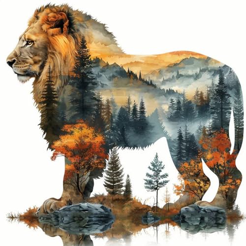 GHHKUD Löwe Tiere Diamond Painting für Erwachsene, 5D DIY Diamant Painting Bilder für Erwachsene Anfänger, Diamond Art Painting Set, Full Drill Diamant Malerei für Dekoration 30x30 cm von GHHKUD