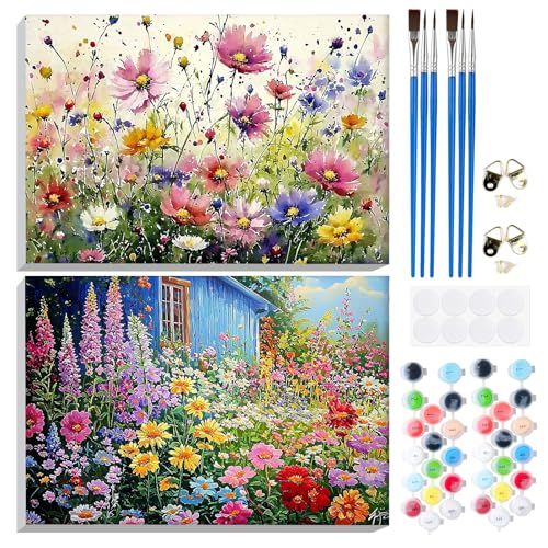 GHHKUD Malen Nach Zahlen Erwachsene, 2 Stück Blumen Landschaft Malen Nach Zahlen Mit Rahmen, DIY Handgemalt Ölgemälde Kit für Anfänger Mit Holzstaffelei und Acrylfarbe Malen nach Zahlen-20X30cm GHHKUD Malen Nach Zahlen Erwachsene, 2 Stück Blumen Landschaft Malen Nach Zahlen Mit Rahmen, DIY Handgemalt Ölgemälde Kit für Anfänger Mit Holzstaffelei und Acrylfarbe Malen nach Zahlen-20X30cm von GHHKUD