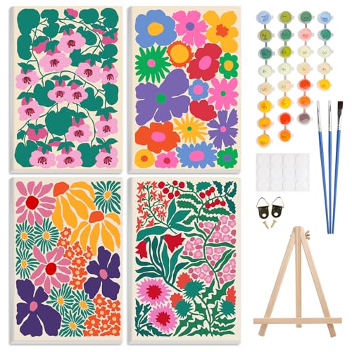 GHHKUD Malen Nach Zahlen Erwachsene, 4 Stück Malen Nach Zahlen Blume DIY Handgemalt Ölgemälde Kit für Anfänger und Kinder Mit Holzstaffelei und Acrylpigment Malen nach Zahlen für Home Deko-20X30cm GHHKUD Malen Nach Zahlen Erwachsene, 4 Stück Malen Nach Zahlen Blume DIY Handgemalt Ölgemälde Kit für Anfänger und Kinder Mit Holzstaffelei und Acrylpigment Malen nach Zahlen für Home Deko-20X30cm von GHHKUD