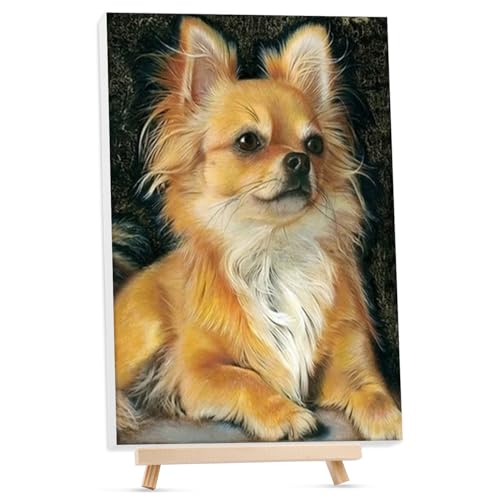 GHHKUD Malen Nach Zahlen Erwachsene, DIY Handgemalt Ölgemälde Kit für Anfänger und Erwachsene Mit Rahmen & Holzstaffelei und Acrylfarbe Hund Tiere Malen nach Zahlen Als Geschenk-30X40cm GHHKUD Malen Nach Zahlen Erwachsene, DIY Handgemalt Ölgemälde Kit für Anfänger und Erwachsene Mit Rahmen & Holzstaffelei und Acrylfarbe Hund Tiere Malen nach Zahlen Als Geschenk-30X40cm von GHHKUD