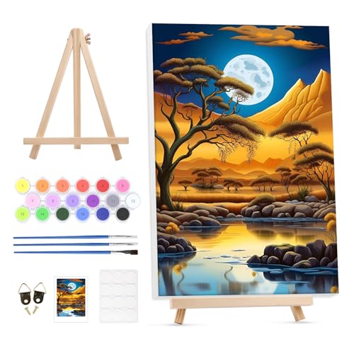 GHHKUD Malen Nach Zahlen Erwachsene, DIY Handgemalt Ölgemälde Kit für Anfänger und Erwachsene Mit Rahmen & Holzstaffelei und Acrylfarbe Landschaften Malen nach Zahlen Als Geschenk-20X30cm GHHKUD Malen Nach Zahlen Erwachsene, DIY Handgemalt Ölgemälde Kit für Anfänger und Erwachsene Mit Rahmen & Holzstaffelei und Acrylfarbe Landschaften Malen nach Zahlen Als Geschenk-20X30cm von GHHKUD