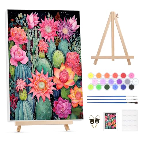 GHHKUD Malen Nach Zahlen Erwachsene Kaktus Blumen, DIY Handgemalt Ölgemälde Kit für Anfänger und Erwachsene Mit Holzrahmen&Holzstaffelei und Acrylfarbe Malen nach Zahlen Als Geschenk-30X40cm GHHKUD Malen Nach Zahlen Erwachsene Kaktus Blumen, DIY Handgemalt Ölgemälde Kit für Anfänger und Erwachsene Mit Holzrahmen&Holzstaffelei und Acrylfarbe Malen nach Zahlen Als Geschenk-30X40cm von GHHKUD
