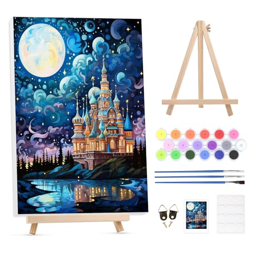 GHHKUD Malen Nach Zahlen Erwachsene Schlossnacht, DIY Handgemalt Ölgemälde Kit für Anfänger und Erwachsene Mit Holzrahmen Knitterfreie Leinwand&Holzstaffelei und Acrylfarbe Malen nach Zahlen GHHKUD Malen Nach Zahlen Erwachsene Schlossnacht, DIY Handgemalt Ölgemälde Kit für Anfänger und Erwachsene Mit Holzrahmen Knitterfreie Leinwand&Holzstaffelei und Acrylfarbe Malen nach Zahlen von GHHKUD