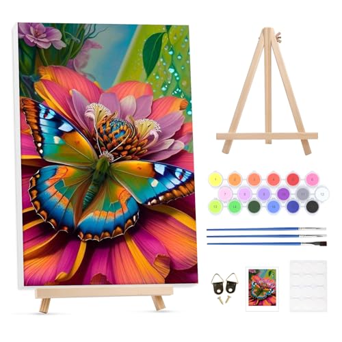GHHKUD Malen Nach Zahlen Erwachsene Schmetterlingsblume, DIY Handgemalt Ölgemälde Kit für Anfänger und Erwachsene Mit Holzrahmen Knitterfreie Leinwand&Holzstaffelei und Acrylfarbe Malen nach Zahlen GHHKUD Malen Nach Zahlen Erwachsene Schmetterlingsblume, DIY Handgemalt Ölgemälde Kit für Anfänger und Erwachsene Mit Holzrahmen Knitterfreie Leinwand&Holzstaffelei und Acrylfarbe Malen nach Zahlen von GHHKUD