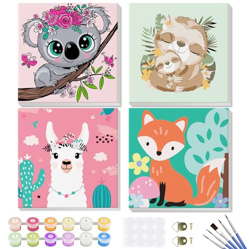 GHHKUD Malen Nach Zahlen Kinder Erwachsene, 4 Stück Malen Nach Zahlen für Kinder ab 5–6–7–9–10 Jahren, Cartoon Malen Nach Zahlen mit Pinseln Acrylpigment, Geschenk für Mädchen und Jungen, 20x20cm GHHKUD Malen Nach Zahlen Kinder Erwachsene, 4 Stück Malen Nach Zahlen für Kinder ab 5–6–7–9–10 Jahren, Cartoon Malen Nach Zahlen mit Pinseln Acrylpigment, Geschenk für Mädchen und Jungen, 20x20cm von GHHKUD