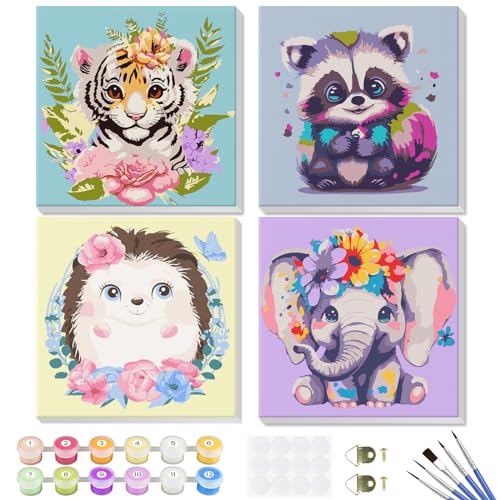 GHHKUD Malen Nach Zahlen Kinder Erwachsene, 4 Stück Süße Cartoon Malen Nach Zahlen für Kinder ab 5–6–7–9–10 Jahren, Malen Nach Zahlen mit Pinseln Acrylpigment, Geschenk für Mädchen und Jungen 20x20cm GHHKUD Malen Nach Zahlen Kinder Erwachsene, 4 Stück Süße Cartoon Malen Nach Zahlen für Kinder ab 5–6–7–9–10 Jahren, Malen Nach Zahlen mit Pinseln Acrylpigment, Geschenk für Mädchen und Jungen 20x20cm von GHHKUD