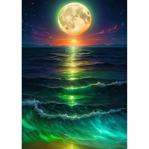 GHHKUD Mond Diamond Painting für Erwachsene, 5D Diamant Painting Bilder für Erwachsene Anfänger, DIY Diamond Art Painting Set, Full Drill Diamant Malerei für Dekoration 30x40 CM von GHHKUD