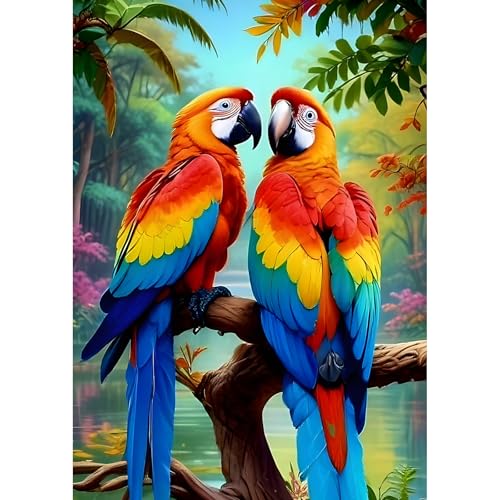 GHHKUD Papagei Diamond Painting für Erwachsene, Vögel 5D Diamant Painting Bilder für Erwachsene Anfänger, DIY Diamond Art Painting Set, Full Drill Diamant Malerei für Dekoration 30x40 CM von GHHKUD