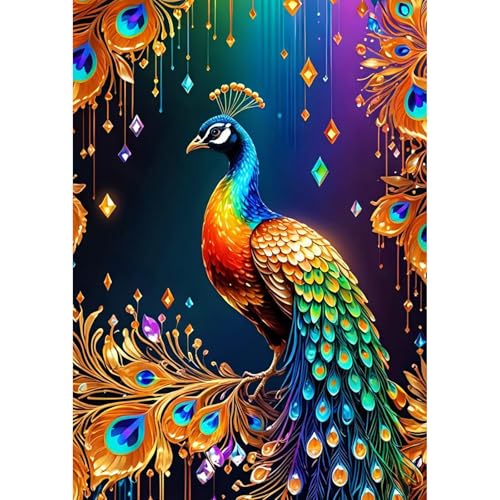 GHHKUD Pfau Diamond Painting für Erwachsene, Vögel 5D Diamant Painting Bilder für Erwachsene Anfänger, DIY Diamond Art Painting Set, Full Drill Diamant Malerei für Dekoration 30x40 CM von GHHKUD