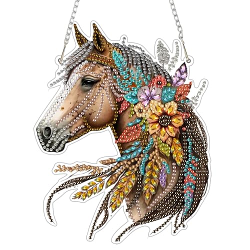GHHKUD Pferde Diamond Painting Fensterbilder Beidseitige, Blumen Diamond Painting Anhänger mit Kette, Diamant Malerei Bilder Kristall Fensterbilder, Wandbehang Kit für Eingang und Fenster Wand Decor GHHKUD Pferde Diamond Painting Fensterbilder Beidseitige, Blumen Diamond Painting Anhänger mit Kette, Diamant Malerei Bilder Kristall Fensterbilder, Wandbehang Kit für Eingang und Fenster Wand Decor von GHHKUD
