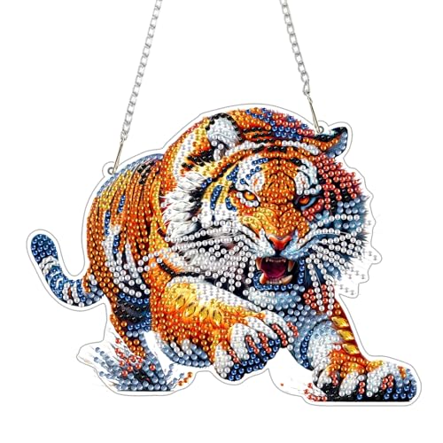 GHHKUD Tiger Diamond Painting Fensterbilder Beidseitige, Tier Diamond Painting Anhänger mit Kette, Diamant Malerei Bilder Kristall Fensterbilder, Wandbehang Kit für Eingang und Fenster Wand Decor GHHKUD Tiger Diamond Painting Fensterbilder Beidseitige, Tier Diamond Painting Anhänger mit Kette, Diamant Malerei Bilder Kristall Fensterbilder, Wandbehang Kit für Eingang und Fenster Wand Decor von GHHKUD