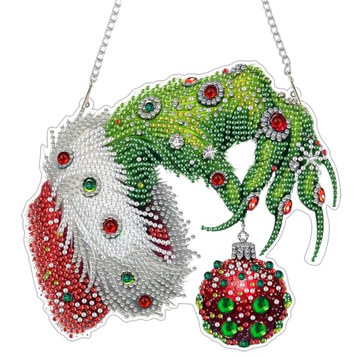 GHHKUD Weihnachten Diamond Painting Fensterbilder Beidseitige, Diamond Painting Anhänger mit Kette, Diamant Malerei Bilder Kristall Fensterbilder, Wandbehang Kit für Eingang und Fenster Wand Decor GHHKUD Weihnachten Diamond Painting Fensterbilder Beidseitige, Diamond Painting Anhänger mit Kette, Diamant Malerei Bilder Kristall Fensterbilder, Wandbehang Kit für Eingang und Fenster Wand Decor von GHHKUD