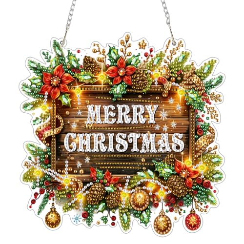 GHHKUD Weihnachten Diamond Painting Fensterbilder Beidseitige, Diamond Painting Anhänger mit Kette, Diamant Malerei Bilder Kristall Fensterbilder, Wandbehang Kits für Eingang und Fenster Wand Decor GHHKUD Weihnachten Diamond Painting Fensterbilder Beidseitige, Diamond Painting Anhänger mit Kette, Diamant Malerei Bilder Kristall Fensterbilder, Wandbehang Kits für Eingang und Fenster Wand Decor von GHHKUD