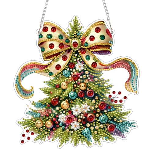 GHHKUD Weihnachtsbaum Diamond Painting Fensterbilder Beidseitige, Diamond Painting Anhänger mit Kette, Diamant Malerei Bilder Kristall Fensterbilder, Wandbehang Kit für Eingang und Fenster Wand Decor GHHKUD Weihnachtsbaum Diamond Painting Fensterbilder Beidseitige, Diamond Painting Anhänger mit Kette, Diamant Malerei Bilder Kristall Fensterbilder, Wandbehang Kit für Eingang und Fenster Wand Decor von GHHKUD