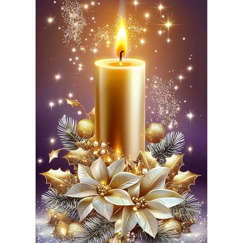 GHHKUD Weihnachtskerze Diamond Painting Set für Erwachsene, 5D Diamant Painting Bilder für Erwachsene Anfänger, DIY Full Drill Diamond Art Diamant Malerei Bilder für Dekoration 30x40 CM GHHKUD Weihnachtskerze Diamond Painting Set für Erwachsene, 5D Diamant Painting Bilder für Erwachsene Anfänger, DIY Full Drill Diamond Art Diamant Malerei Bilder für Dekoration 30x40 CM von GHHKUD