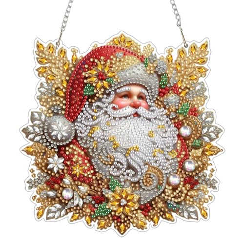 GHHKUD Weihnachtsmann Diamond Painting Fensterbilder Beidseitige, Diamond Painting Anhänger mit Kette, Diamant Malerei Bilder Kristall Fensterbilder, Wandbehang Kit für Eingang und Fenster Wand Decor GHHKUD Weihnachtsmann Diamond Painting Fensterbilder Beidseitige, Diamond Painting Anhänger mit Kette, Diamant Malerei Bilder Kristall Fensterbilder, Wandbehang Kit für Eingang und Fenster Wand Decor von GHHKUD