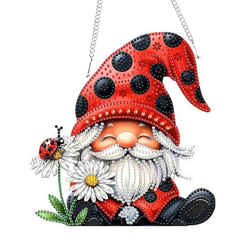 GHHKUD Zwerge Blumen Diamond Painting Fensterbilder Beidseitige, Diamond Painting Anhänger mit Kette, Diamant Malerei Bilder Kristall Anhänger Kits für Eingang und Fenster Wand Decor von GHHKUD