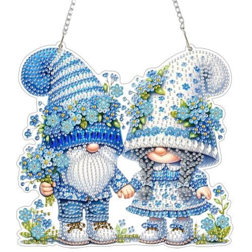 GHHKUD Zwerge Blumen Diamond Painting Fensterbilder Beidseitige, Diamond Painting Anhänger mit Kette, Diamant Malerei Bilder Kristall Fensterbilder, Wandbehang Kit für Eingang und Fenster Wand Decor von GHHKUD