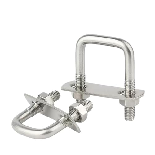 Bügelschelle U-Bolzen mit quadratischer Klemme aus Edelstahl 304, rechtwinklige U-Schraube, U-Klemmmuttern, Plattenleitbleche, U-Bolzen-Set(M8x50x80 2sets) von GHHZML
