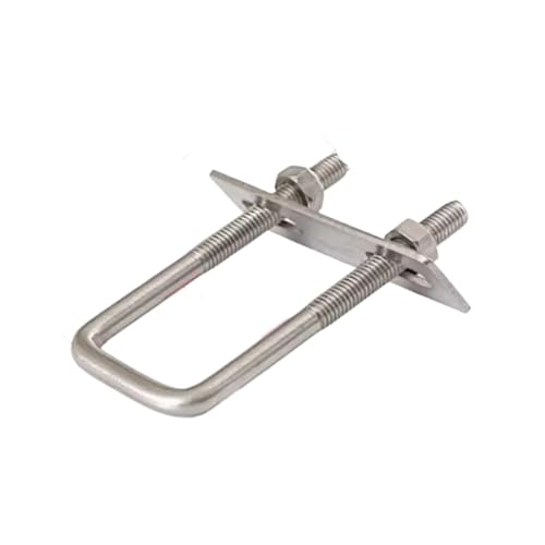 Bügelschelle Vierkantklemme aus Edelstahl 304, rechtwinkliger U-Bolzen/Klemme, Vierkantrohr-Befestigungsstück M6M8(2set M6x50x80) von GHHZML