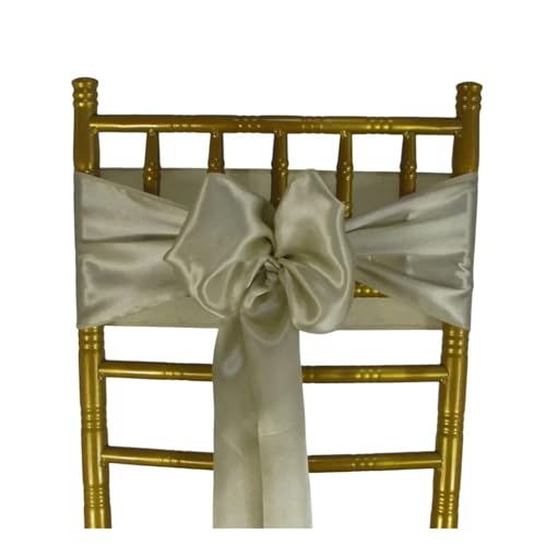 GHHZML Stuhl Deko Hochzeit (10 Stück/50 Stück) Satin-Stuhlschärpen, Hochzeit, Party, Dekoration, Band, Schleife, Knoten, Krawatten, Restaurant, Weihnachten(Champange,50pcs) von GHHZML