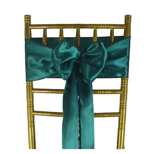 GHHZML Stuhl Deko Hochzeit (10 Stück/50 Stück) Satin-Stuhlschärpen, Hochzeit, Party, Dekoration, Band, Schleife, Knoten, Krawatten, Restaurant, Weihnachten(Dark Green,10 pcs) von GHHZML