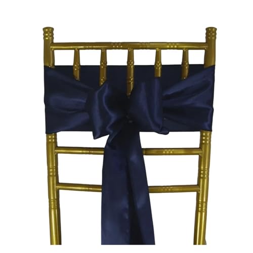 GHHZML Stuhl Deko Hochzeit (10 Stück/50 Stück) Satin-Stuhlschärpen, Hochzeit, Party, Dekoration, Band, Schleife, Knoten, Krawatten, Restaurant, Weihnachten(Deep Blue,50pcs) von GHHZML