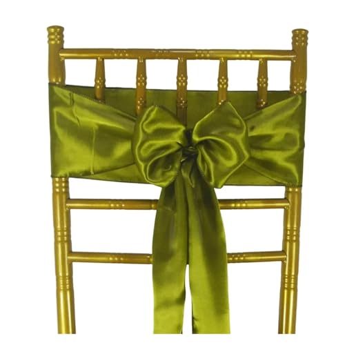GHHZML Stuhl Deko Hochzeit (10 Stück/50 Stück) Satin-Stuhlschärpen, Hochzeit, Party, Dekoration, Band, Schleife, Knoten, Krawatten, Restaurant, Weihnachten(Green 04,50pcs) von GHHZML