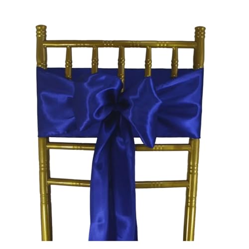 GHHZML Stuhl Deko Hochzeit (10 Stück/50 Stück) Satin-Stuhlschärpen, Hochzeit, Party, Dekoration, Band, Schleife, Knoten, Krawatten, Restaurant, Weihnachten(Royal Blue,50pcs) von GHHZML