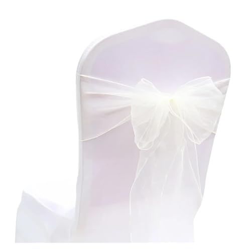 GHHZML Stuhl Deko Hochzeit 10/50/100Pcs Organza Stuhl Schärpen Knoten Bänder Stuhl Bögen for Für Hochzeit Party Bankett Event Land Hochzeit Stuhl Dekoration(Creamy White,50pcs) von GHHZML