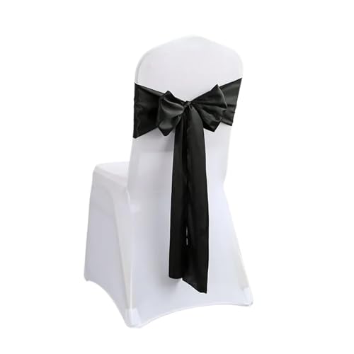 GHHZML Stuhl Deko Hochzeit 10/50PCS 17x275cm Satin Stuhl Schärpen Rose Gold Schleifen Stuhl Abdeckung Bänder for Hochzeit Bankett Party Event Dekorationen(Black,10 pcs) von GHHZML
