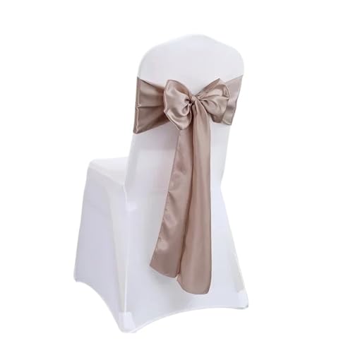 GHHZML Stuhl Deko Hochzeit 10/50PCS 17x275cm Satin Stuhl Schärpen Rose Gold Schleifen Stuhl Abdeckung Bänder for Hochzeit Bankett Party Event Dekorationen(Cappuccino,10 pcs) von GHHZML