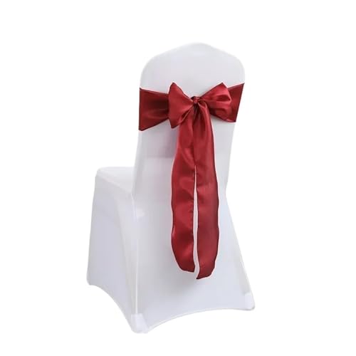 GHHZML Stuhl Deko Hochzeit 10/50PCS 17x275cm Satin Stuhl Schärpen Rose Gold Schleifen Stuhl Abdeckung Bänder for Hochzeit Bankett Party Event Dekorationen(Dark red,10 pcs) von GHHZML