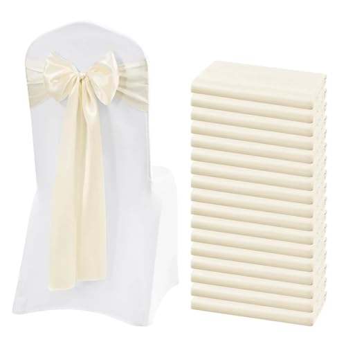 GHHZML Stuhl Deko Hochzeit 10/50PCS 17x275cm Satin Stuhl Schärpen Rose Gold Schleifen Stuhl Abdeckung Bänder for Hochzeit Bankett Party Event Dekorationen(Ivory,10 pcs) von GHHZML