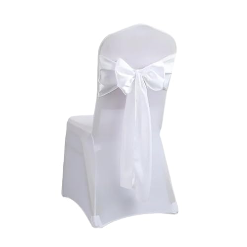 GHHZML Stuhl Deko Hochzeit 10/50PCS 17x275cm Satin Stuhl Schärpen Rose Gold Schleifen Stuhl Abdeckung Bänder for Hochzeit Bankett Party Event Dekorationen(White,50pcs) von GHHZML