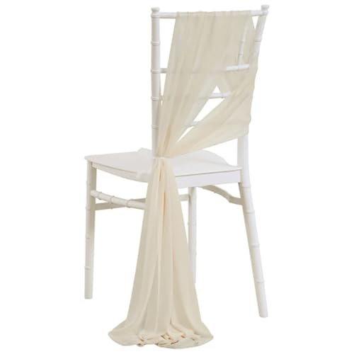 GHHZML Stuhl Deko Hochzeit 10 Stück 17 x 250 cm Chiffon-Stuhlschärpen, 5er-Set, Schärpe, Stuhlhussen for Hochzeit, Band, Hochzeit, Party, Gang, Stuhldekoration(Beige) von GHHZML