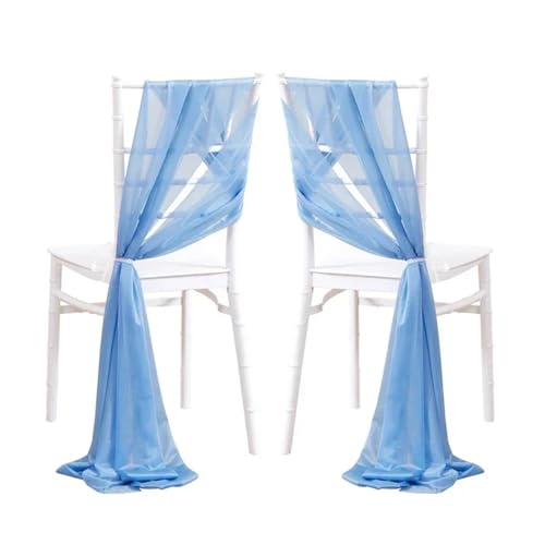 GHHZML Stuhl Deko Hochzeit 10 Stück 17 x 250 cm Chiffon-Stuhlschärpen, 5er-Set, Schärpe, Stuhlhussen for Hochzeit, Band, Hochzeit, Party, Gang, Stuhldekoration(Blue) von GHHZML